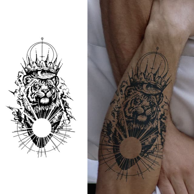 Crowned tiger and sun — view 1