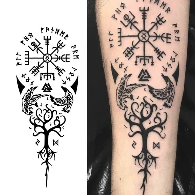 Norse compass and tree — view 1