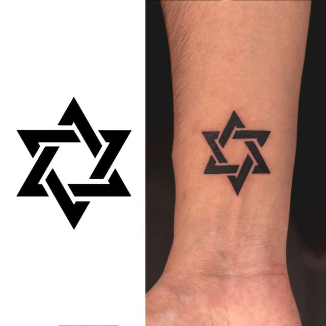 Interwoven hex star — view 1