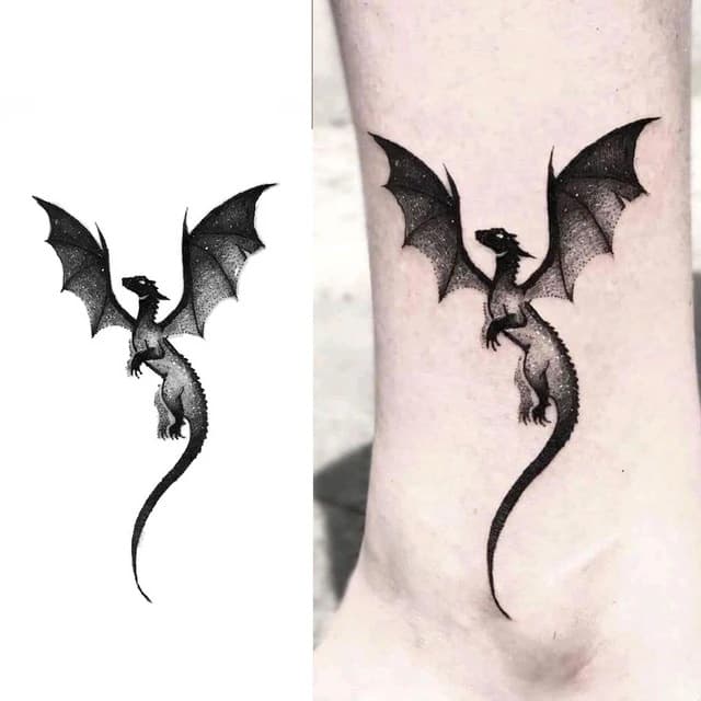 Dotwork wyvern — view 1