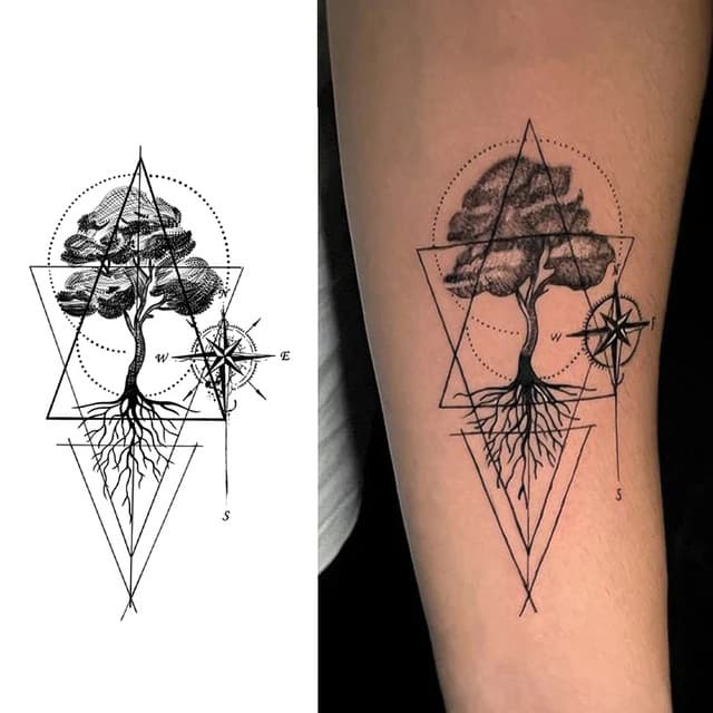 Tree of life and compass