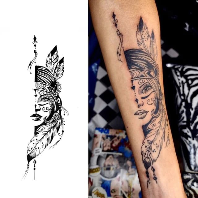 Feathered priestess portrait — view 1