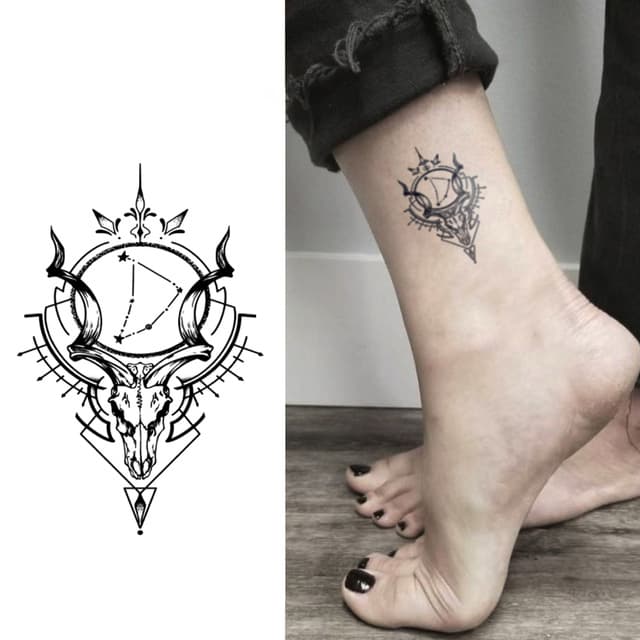 Capricorn ram skull and constellation