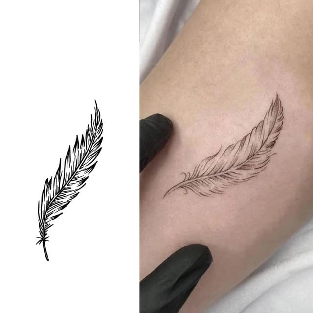 Drifting single feather — view 1