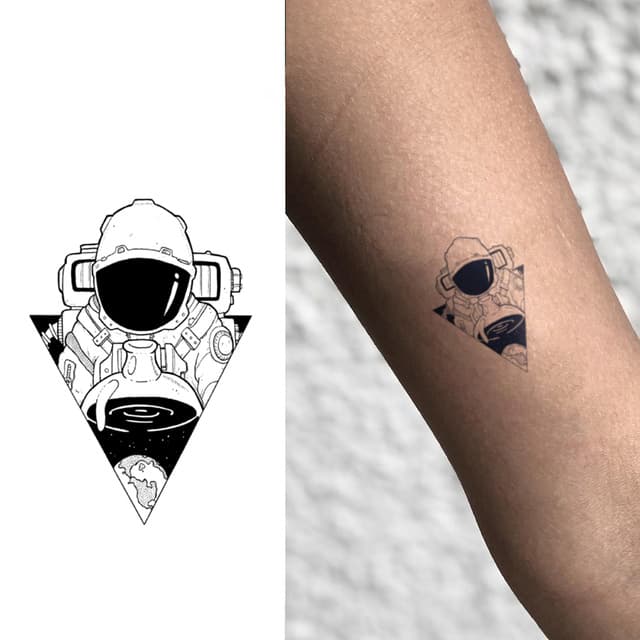 Astronaut in a triangle frame