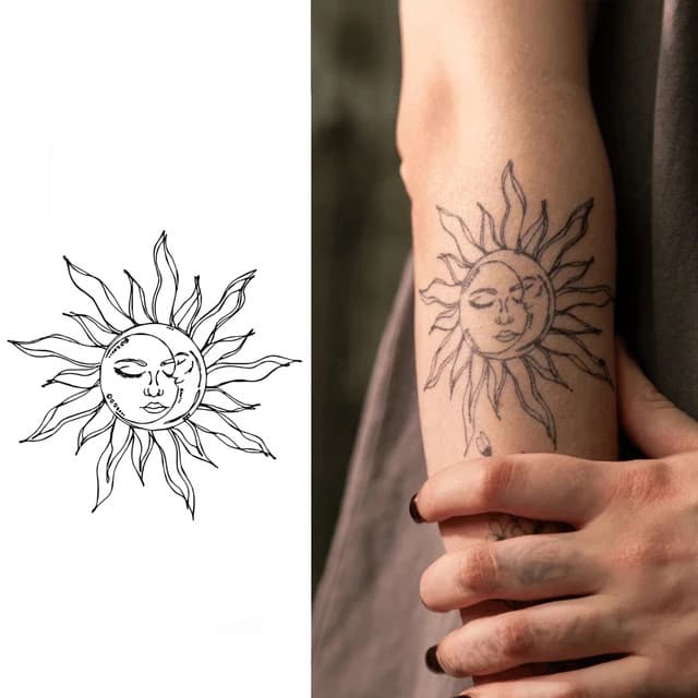 Sleeping sun-and-moon face — view 1