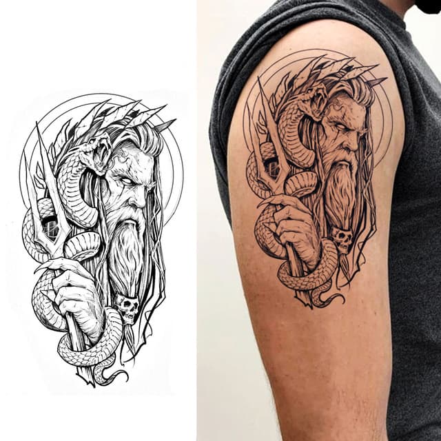 Poseidon with trident and serpent