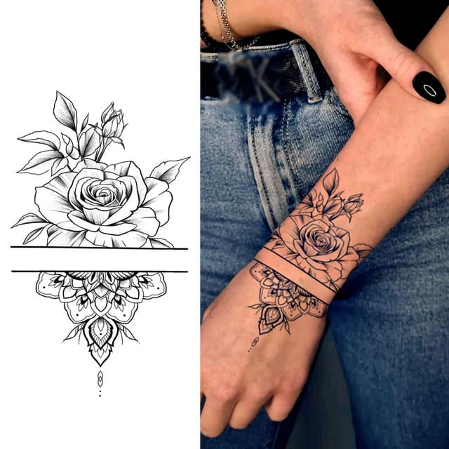 Rose above mandala cuff