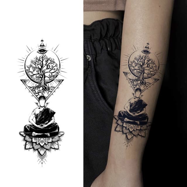 Tree of life over meditating monk