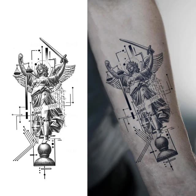 Lady Justice in geometric glitch