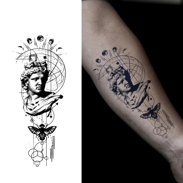 Apollo bust through cosmic geometry