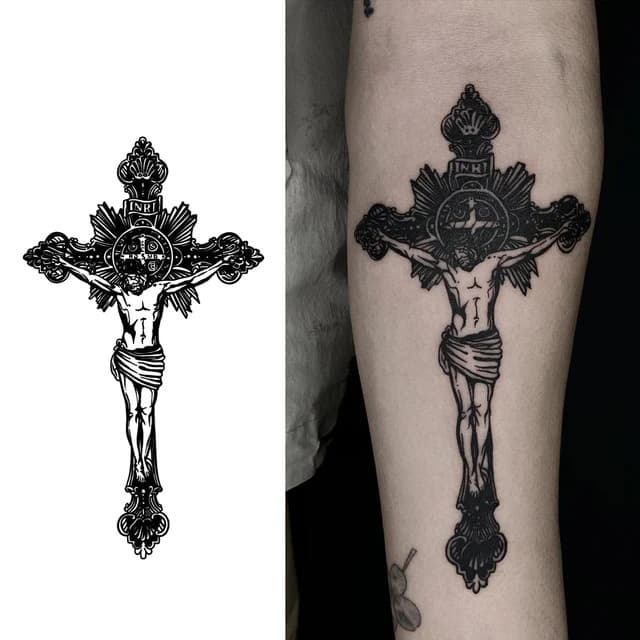 Ornate INRI crucifix — view 1