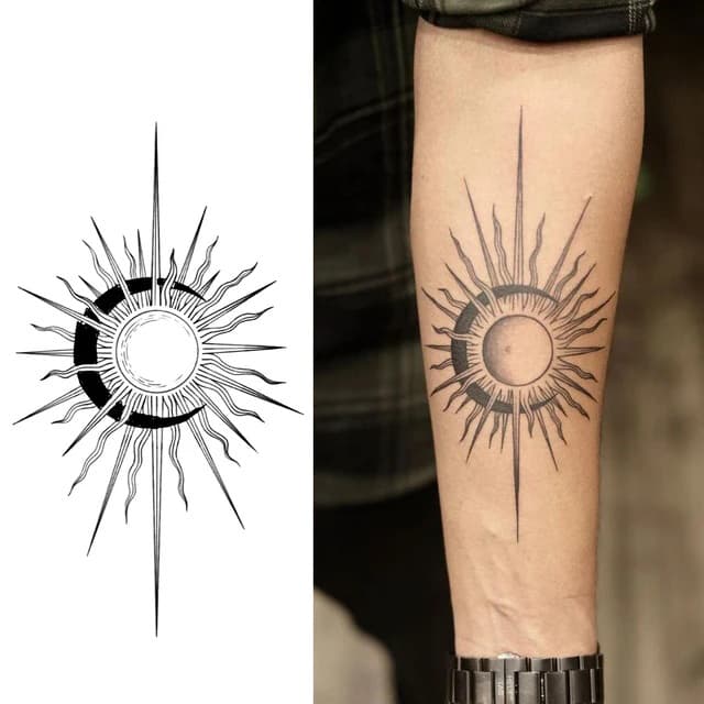 Eclipsed sun with wavering rays