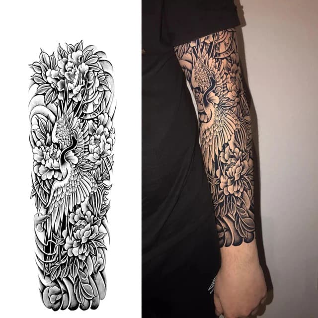Phoenix among peonies — full sleeve