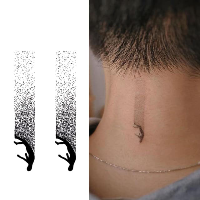Twin dotwork drips with reaching hands