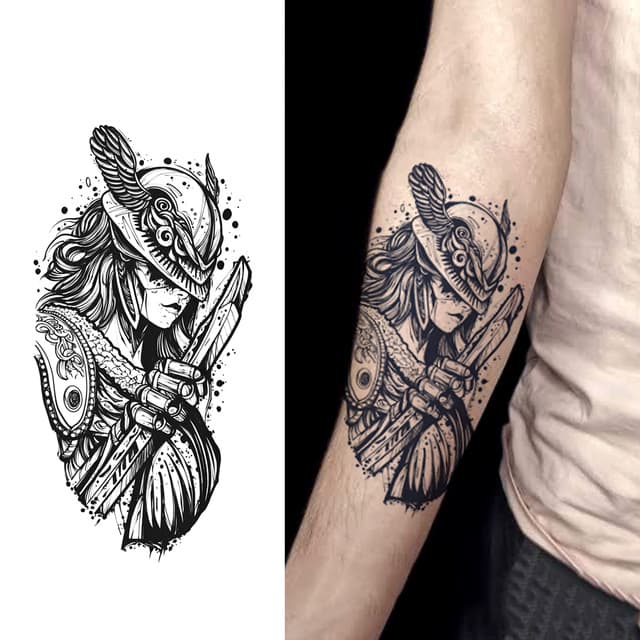 Winged-helm warrior with sword and shield