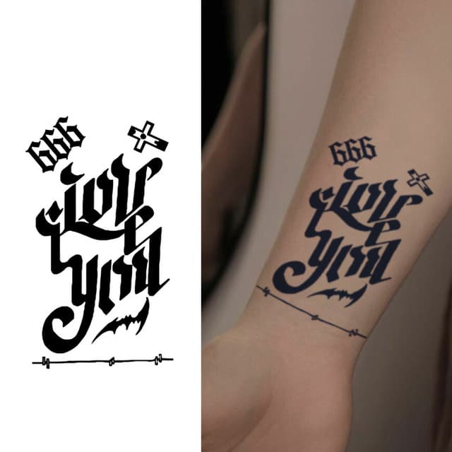 666 · love you · barbed-wire band