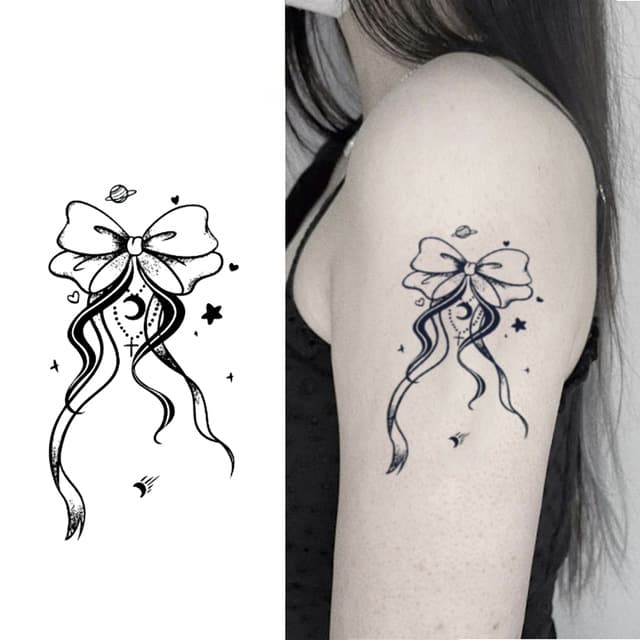 Celestial bow with trailing ribbons