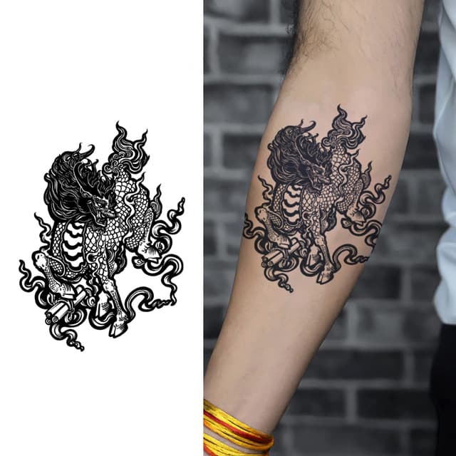 Qilin in smoke and flame