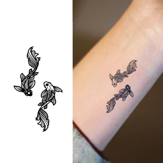 Two koi turning on the wrist