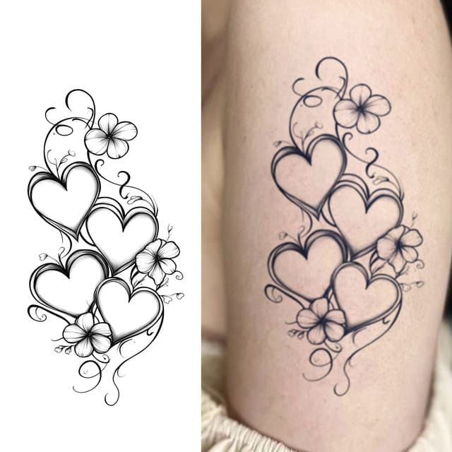 Cluster of hearts and wildflowers