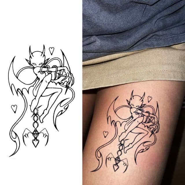 Tribal devil girl with chained heart