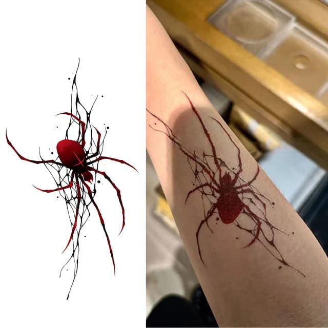 Crimson widow on a torn web
