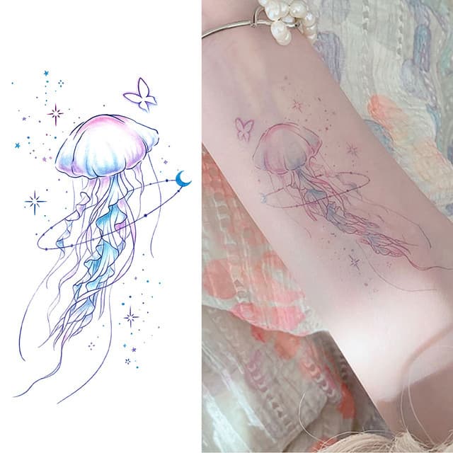 Cosmic jellyfish with crescent moon