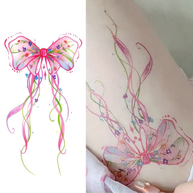 Floral ribbon bow
