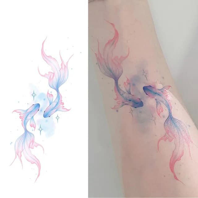 Two koi swimming in pastel