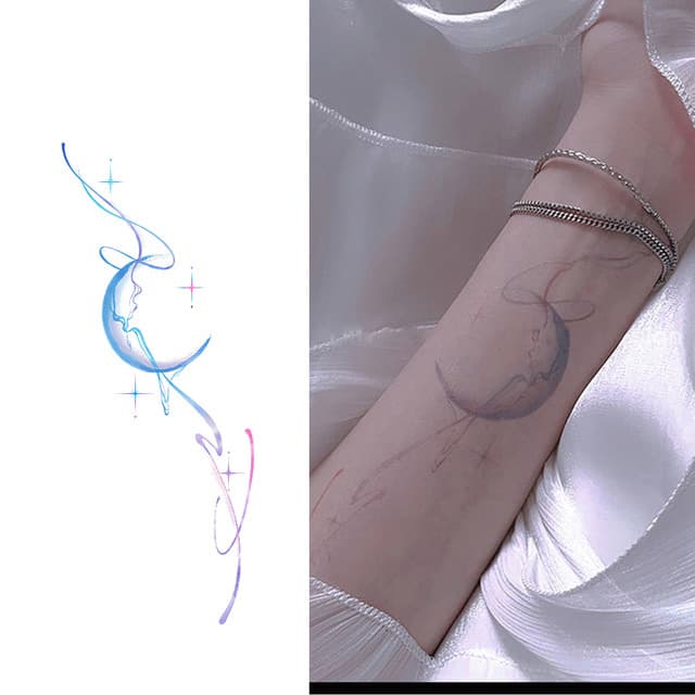 Crescent moon ribbon and stars