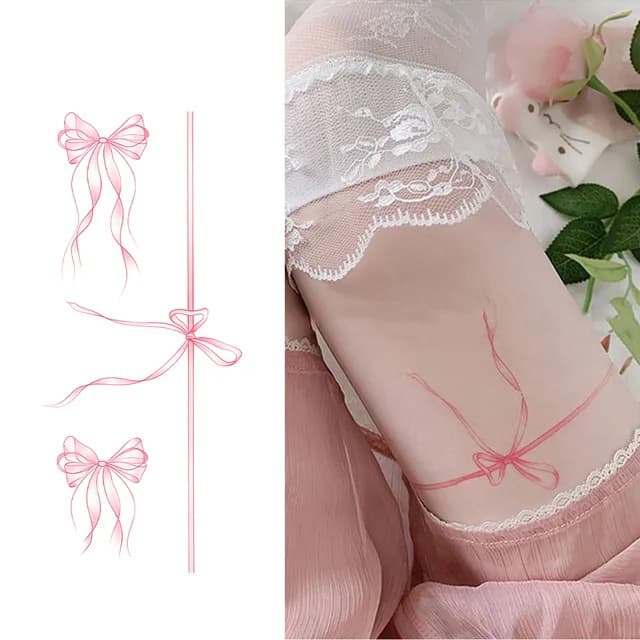 Pink ribbon bow trio