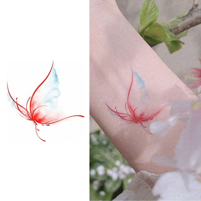 Red and blue smoke butterfly