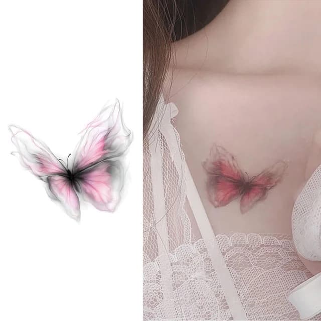 Pink ink-wash butterfly