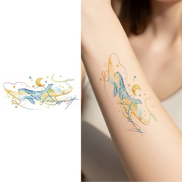 Free spirit — humpback whale and crescent moon