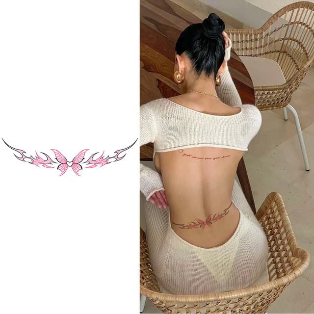 Pink butterfly tribal lower-back