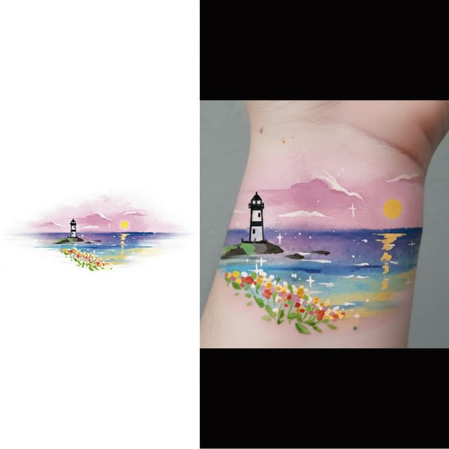 Lighthouse on a wildflower coast