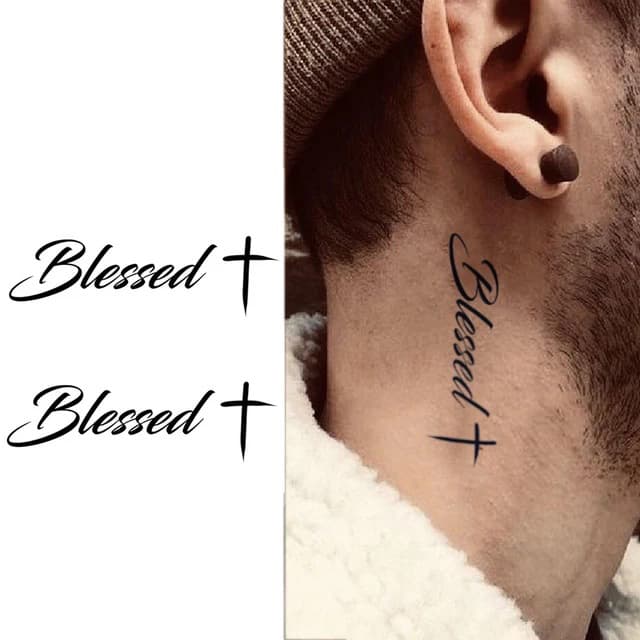 Blessed — script and cross