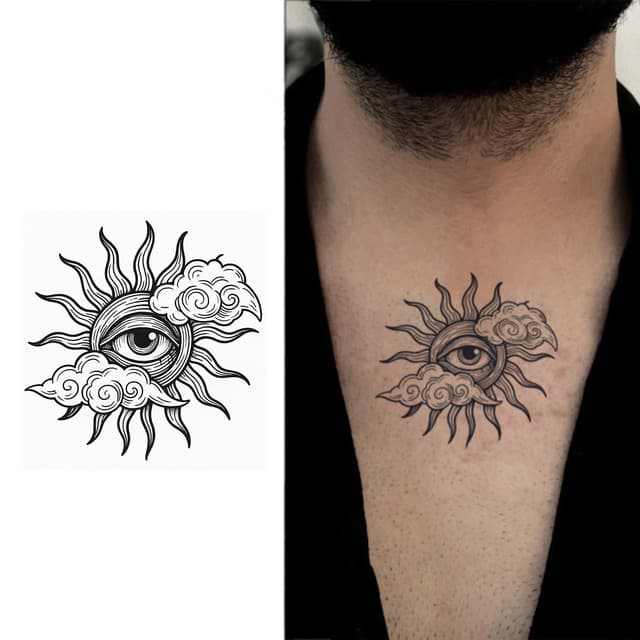 All-seeing sun in clouds