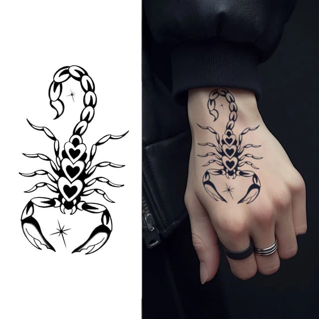 Tribal scorpion of stacked hearts