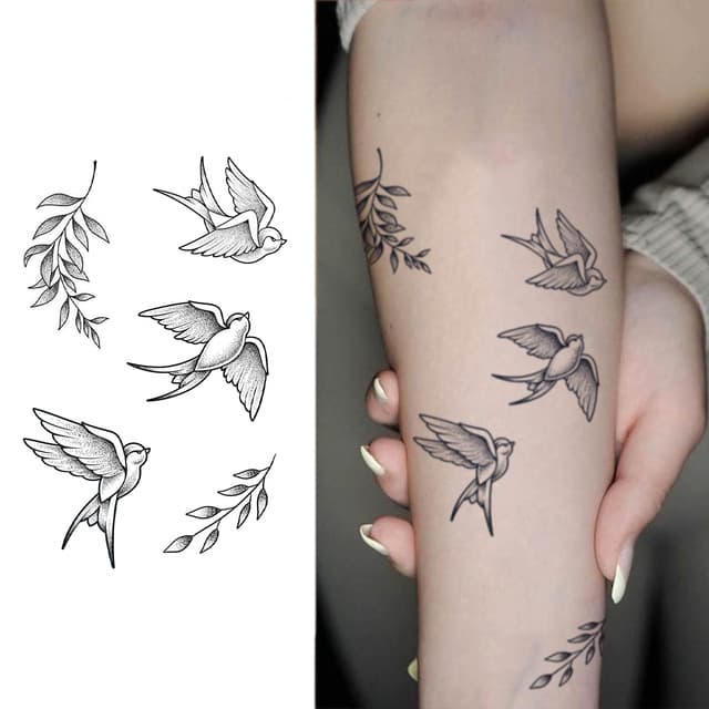 Swallows and olive sprigs flash sheet