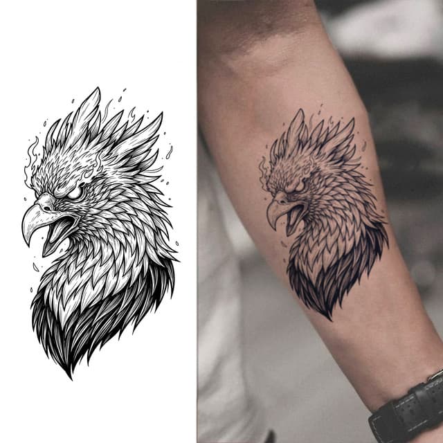 Screaming eagle head in smoke