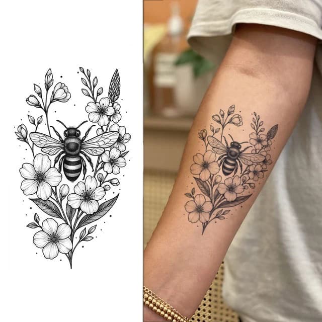 Honey bee in a wildflower bouquet