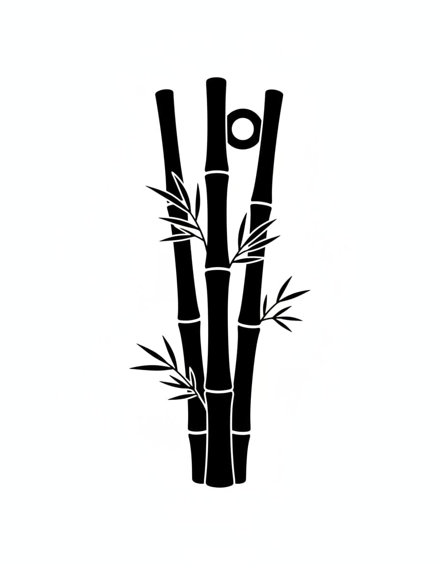 Blackwork Bamboo Night Temporary Tattoo — view 1