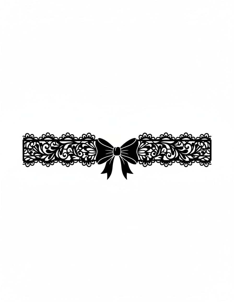 Blackwork Black Lace Choker Bow Temporary Tattoo — view 1