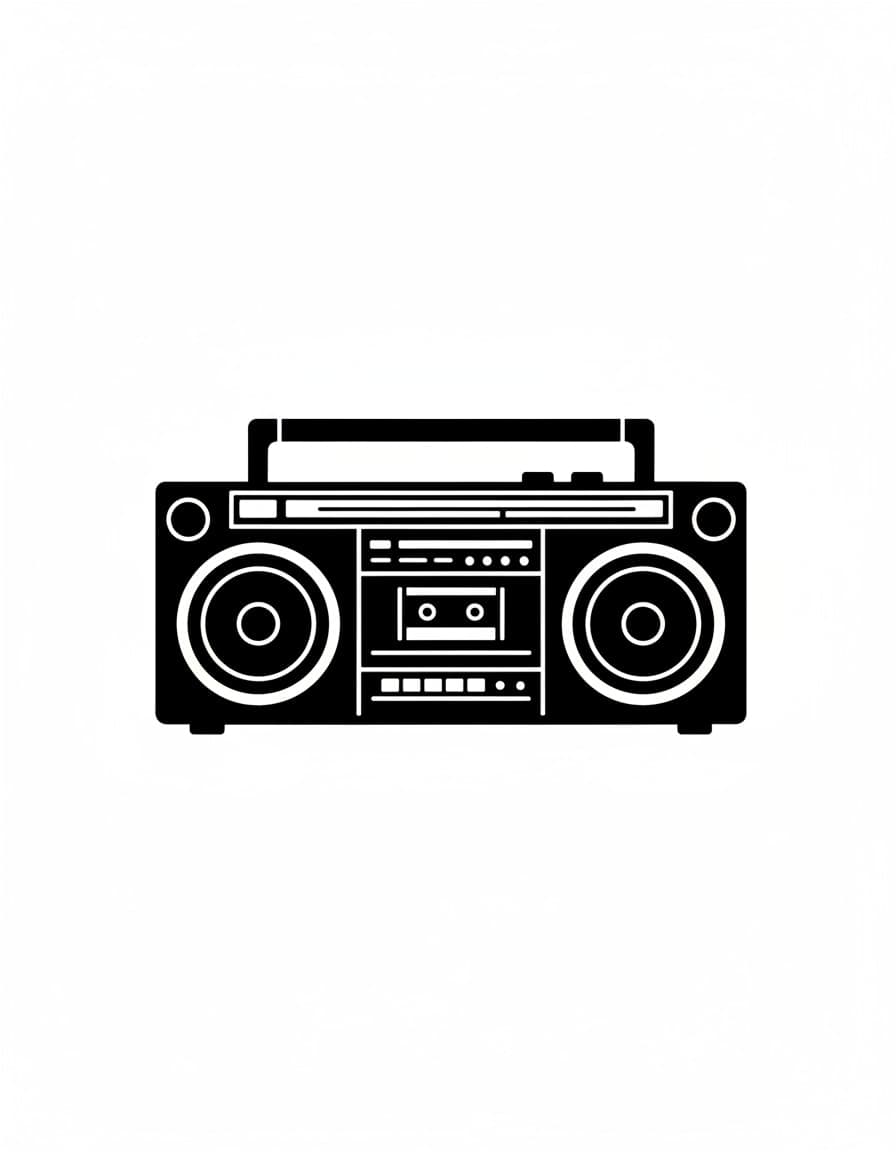 Blackwork Boombox Block Temporary Tattoo — view 1