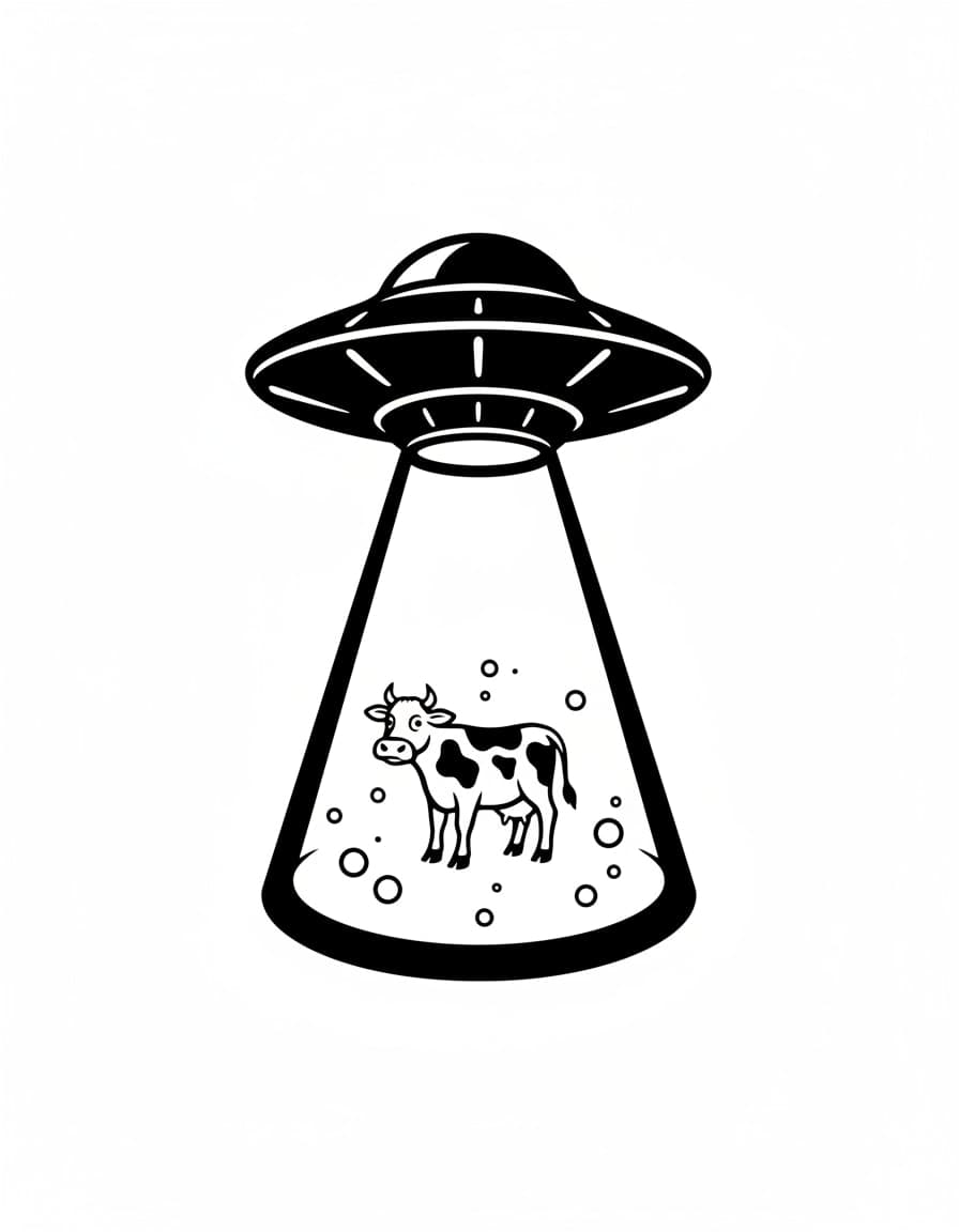Blackwork Cow Abduction Temporary Tattoo — view 1