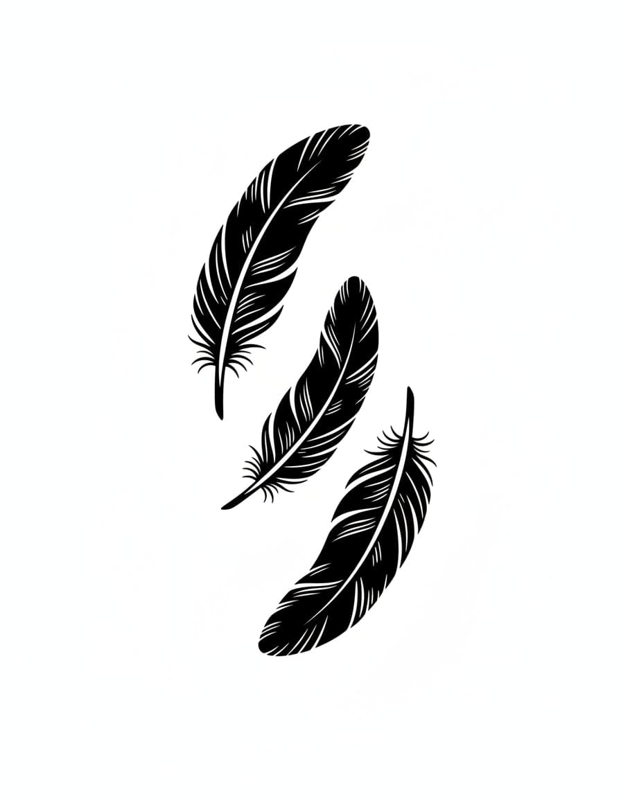 Blackwork Feather Fall Trio Temporary Tattoo — view 1