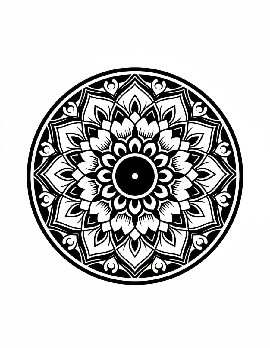 Blackwork Ink Bloom Mandala Temporary Tattoo — view 1