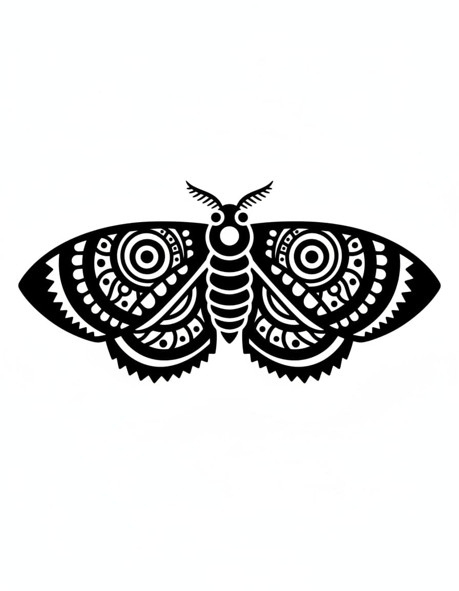 Blackwork Mandala Moth Temporary Tattoo — view 1